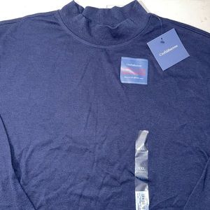 Croft and Barrow Mens 2XL Long Sleeve Light Mockneck Navy Blue Shirt NWT